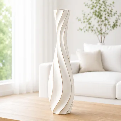 Produktbild von Leewadee Bodenvase 50 cm - Hohe Polyresin Deko für Pampasgras
