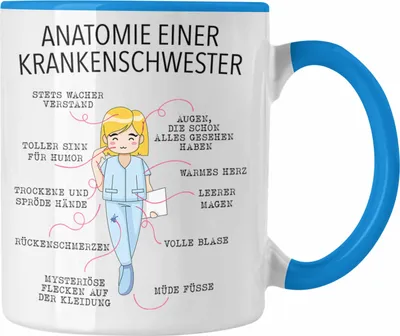 Produktbild von Trendation - Anatomie Krankenschwester Tasse Geschenk Lustige Geschenkidee Beste Krankenschwester Krankenhaus Ausbildung  (Blau)