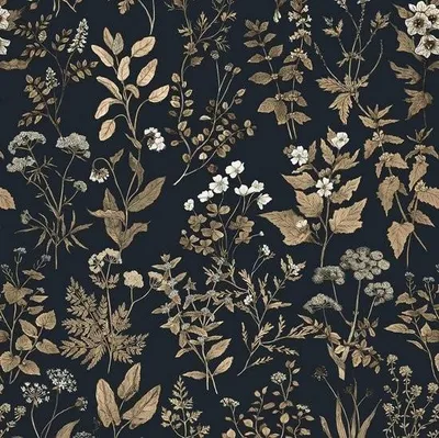 Zdjęcie produktu dla Tapeta samoprzylepna kwiaty 41cm x 3m czarny złoty kwiatowy wzór tapeta wodoodporna meble winyl samoprzylepny winyl folia samoprzylepna salon sypialnia meble okleina ścienna
