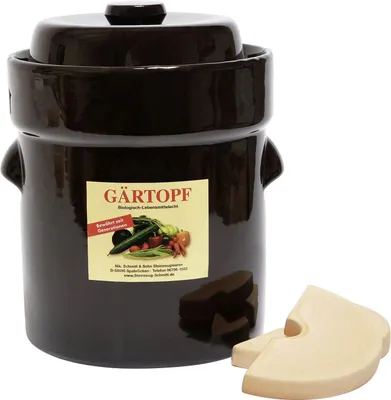 Produktbild von Gärtopf aus Ton mit Deckel und Steinen 10 L