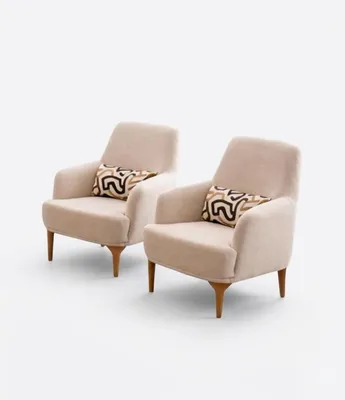 Produktbild von Wohnzimmer Set Moderner Stil Beiger Farbe Holzrahmen Weicher Sessel