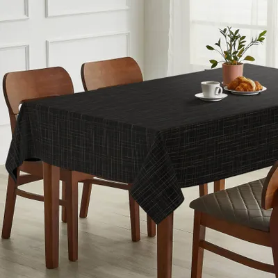 Produktbild von Tischdecke Lines - ROMA mit feiner Veredelung und Beschichtung Tischwäsche Stoff-Tischdecke uni Schwarz 100x160cm mit Schnittkante