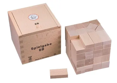 Imagen del producto de Juguete de madera, sistema Fröbel, cubo y dados 6B, dimensiones: 50 mm de largo x 50 mm de ancho x 122 mm de alto, 127x127x122 mm, nuevo