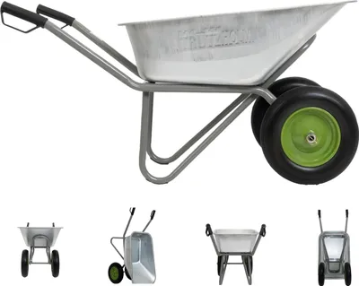 Produktbild von 2-Rad Schubkarre verzinkt 150L Gartenkarre Baukarre kippsicher PolyurethanRäder pannensicher