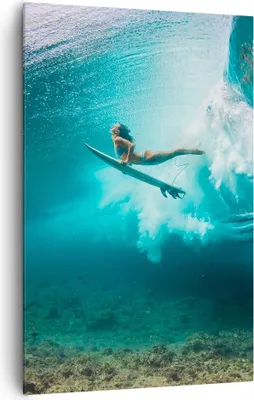 Produktbild von Bild auf Leinwand - Leinwandbild - Einteilig - Surfen Unterwasser Frau - 80x120cm - Wand Bild - Wanddeko - Wandbilder - Leinwanddruck - Wanddekoration - Leinwand bilder - Wandbild - PA80x120-4898
