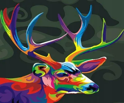 Produktbild von Malen nach Zahlen: Bunte Hirschdame, 50x40 cm, mit Rahmen. Kreatives Malset