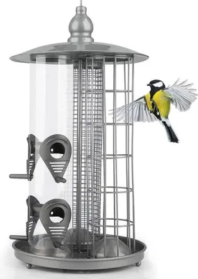 Productafbeelding van Famanu Vogelstation, 3-in-1 voederkolom - metaal, zilverkleurig
