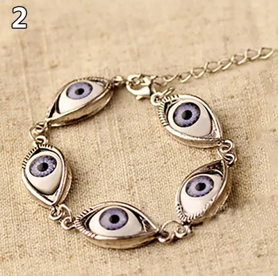 Produktbild von Mode Uni Engel Böse Dämon Big Eye Augapfel Muster Armband Kette Schmuck Geschenk-Silber