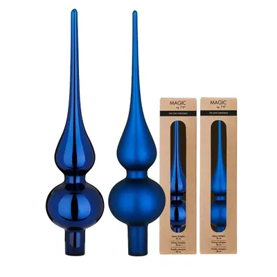 Produktbild von Christbaumspitze Glas 26cm 1 Stück matt / glänzend sort. - Royal Blue