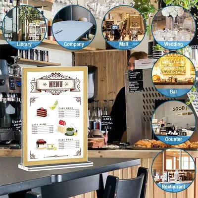 Immagine prodotto di Portaprezzi trasparenti A4 - set di 2 supporti da tavolo in acrilico per la pubblicità - adatti per carte menu e brochure - inclusa cornice - 21 x 29,7 cm