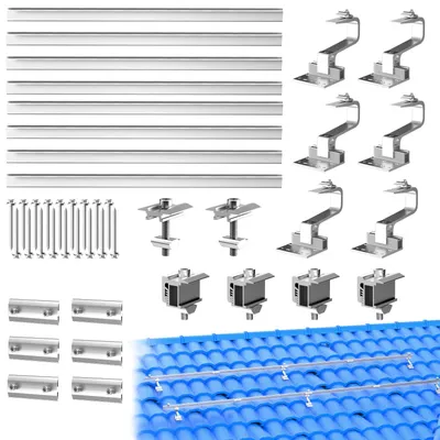 Image de Support de panneau solaire Support de panneau solaire Kit de montage 2 tuiles Fixation Support de toit