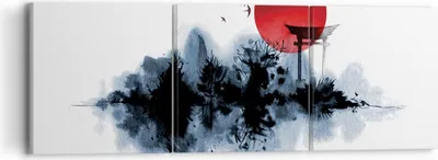 Produktbild von Bild auf Leinwand - Leinwandbild - 3 Teile - Rot Sonne Tor - 90x30cm - Wand Bild - Wanddeko - Wandbilder - Leinwanddruck - Bilder - Wanddekoration - Leinwand bilder - Wandbild - CA90x30-4666