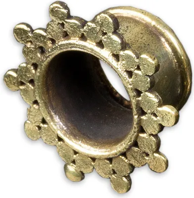 Produktbild von viva-adorno 1 Stück 10mm Flesh Tunnel Plug Messing Vintage Look Sonne Südostasien Style Größe 8 - 12mm Z434.D3