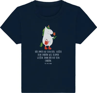 Produktbild von Mr. & Mrs. Panda Babyshirt Einhorn Gärtner 12. - 18. Monat - French Navy - Geschenk, Garten, Unicorn,  T-Shirt, Kleinkind Shirt, Öko Baby, Blume, Stiefel, Einhörner