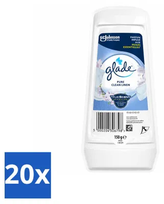 Obrázok produktu pre 20 kusov osviežovača vzduchu Glade Gel – vôňa čistej bielizne – 150 g – výhodný balík – 20 kusov