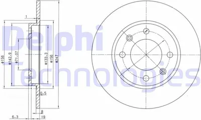 Immagine prodotto di 2x disco freno DELPHI BG2800 per PEUGEOT 206 Hatchback (2A/C) 25 5mm