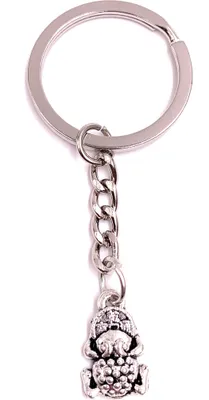 Image de Onwomania Porte-clés Petite grenouille animal argenté Métal Pendentif Charm