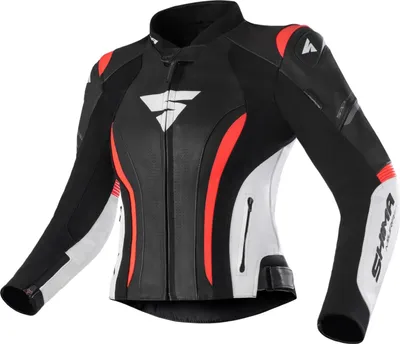 Produktbild von SHIMA Miura 2.0 Damen Motorrad Lederjacke, schwarz/weiß/rot, 36