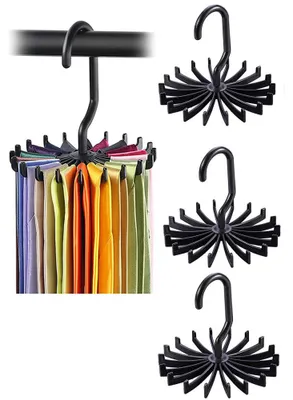 Produktbild von Rotierende Halter Für Schals Und Krawatten 3 Stück, 360° Drehbar Mit 20 Haken, Schwarz Für Garderobe Kleiderschrank Reise