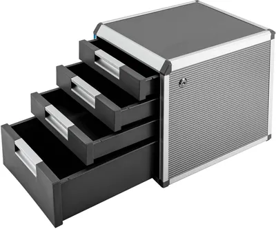 Produktbild von Dokumentenbox mit 4 Fächer Aufbewahrungsbox Ablagebox Dokumenten Ordnungsbox Abschließbar Aluminiumlegierung Schubladenbox