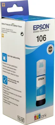 Produktbild von Epson 106 EcoTank Cyan ink bottle, Original, Cyan, Epson, - EcoTank ET-7750 - EcoTank ET-7700, 70 ml, Tintenstrahldrucker