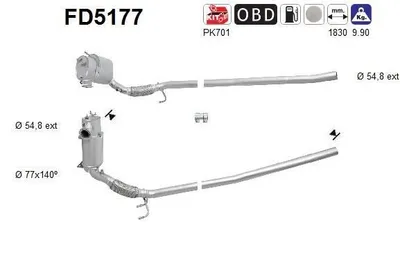 Produktbild von AS FD5177 Dieselpartikelfilter Rußpartikelfilter DPF für VW GOLF VI (5K1) Euro 5 Abgasanlage Diesel