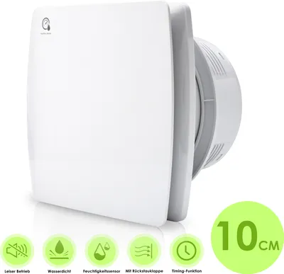 Produktbild von Lospitch Badlüfter Einbauventilatoren 100mm Feuchtesensor Timer CE Ventilator Mit Rueckflussleitblech Wandluefter