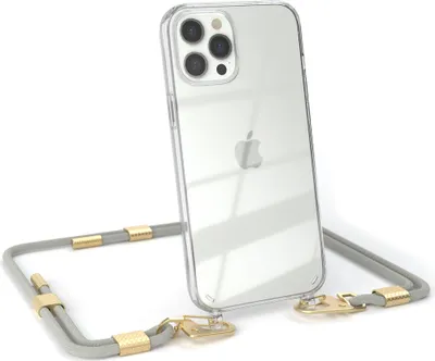Produktbild von EAZY CASE Handykette für Apple iPhone 12 Pro Max, Transparente Silikonhülle mit Band, Clear Case, abnehmbar in  Beige