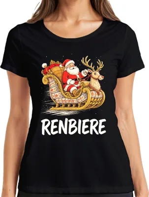 Produktbild von Renbiere Weihnachtsmann Schlitten Rentier Weihnachten Nikolaus Damen T-Shirt, Schwarz, L
