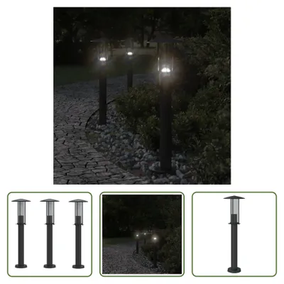 Immagine prodotto di The Living Store Luci da sentiero 3 pezzi nero 60 cm acciaio inox