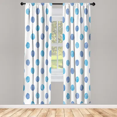 Produktbild von ABAKUHAUS Retro Vorhänge 2 Panel Set für Wohnzimmer Schlafzimmer Nachbildung, Malen Watercolourartentwurf Nostalgic Art Tupfen Muster Nursery Theme Klassik, 150 cm x 245 cm, Blau
