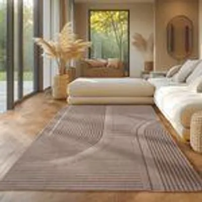 Produktbild von Skandinavischer Teppich Boho Design Einfarbig Beige und Creme Waschbarer Teppich, Größe: 200 x 290 cm, Farbe: Beige-2