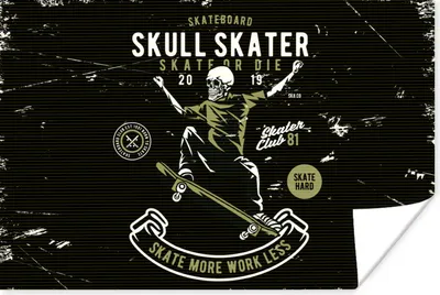 Produktbild von MuchoWow® Poster Skelett - Skateboard - Retro 90x60 cm - Schlafzimmer
