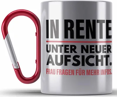 Produktbild von Trendation - Renter Edelstahl Tasse Karabiner Ruhestand Geschenk Rente Mann Lustig Renteneintritt Abschiedsgeschenk Sprüche Pension (Rot)