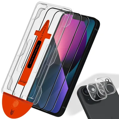 Produktbild von 2-Pack iPhone 13 Displayschutzfolie & 2-Pack Kameraschutz - Gehärtetes Glas | [Automatische Installation] - Blasenfrei