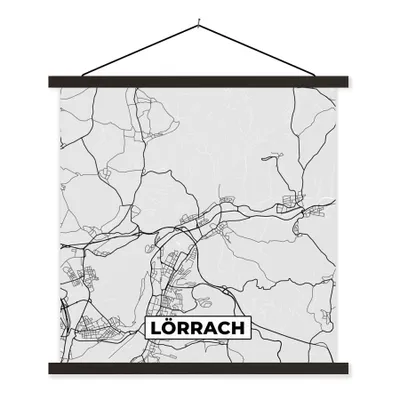 Produktbild von MuchoWow® Textilposter Karte - Deutschland - Lörrach - Karte - Stadtplan 90x90 cm mit schwarzem Rahmen - Magnetisches