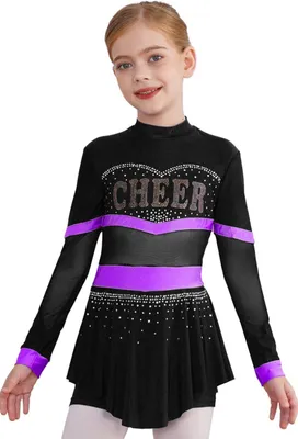 Produktbild von Mädchen Cheerleader Kostüm Gr 134-140 Schwarz Lila mit Pompons Set Karneval Halloween Fasching Party Show