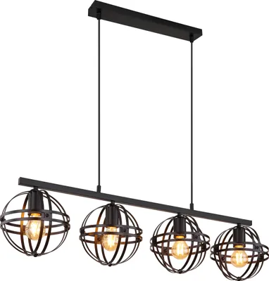 Produktbild von Globo Lighting Hängeleuchte Metall schwarz matt, 4x E27