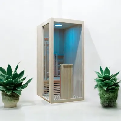 Produktbild von Infrarotkabine WELCON® Easytherm Solo - Sauna für eine Person - Tür bei Draufsicht in die linke Seitenwand integriert (wie Abbildung)