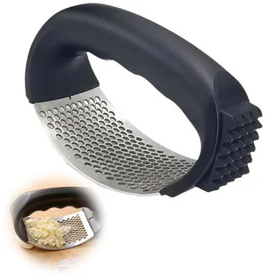 Productafbeelding van Unyqoos® Ergonomische knoflookpers van roestvrij staal – multifunctioneel & vaatwasmachinebestendig, compact (11 x 5,1 x 7,1 cm), ophangbaar voor knoflook, gember en aardappelen