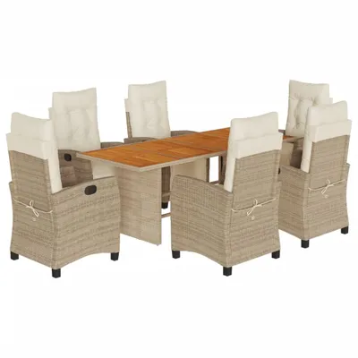 Produktbild von vidaXL 7-tlg. Garten-Essgruppe mit Kissen Beige Poly Rattan
