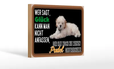 Produktbild von Holzschild Spruch 18x12cm Glück nicht anfassen Pudel Hund
