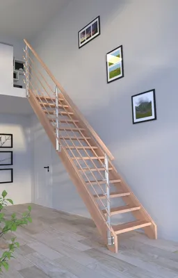 Zdjęcie produktu dla Schody drewniane Mykonos balustrady proste bukowe drewniane okrągłe pręty bez podstopnic