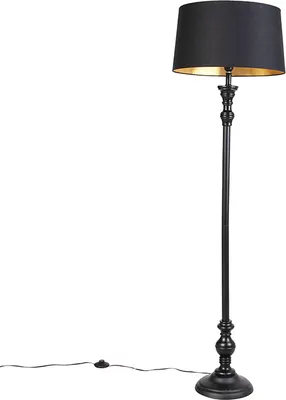 Produktbild von Stehlampe mit Baumwollschirm Schwarz mit Gold 45 cm Classico