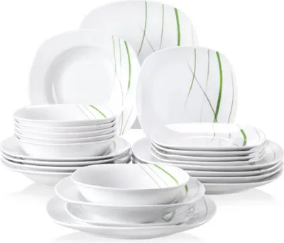 Produktbild von Grandeur Serviesset– 6 Personen – Keramik – Weiß – 24-teilig – Elegant und vielseitig