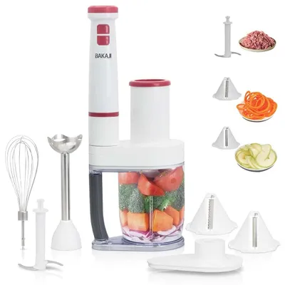 4-in-1 Stabmixer 600 W, Edelstahl, 1000 ml, weiß