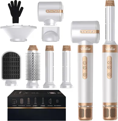 Produktbild von Hairstyler Pro 7 in 1 Air Styler Set 110.000 U/min Warmluftbürste Haartrockner Lockenstab Glättbürste Rundbürstenföhn Diffusor Geschenkset