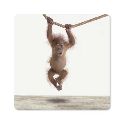 Produktbild von MuchoWow® Mauspad Mousepad Affe - Tiere - Kinder - Orang Utan - Jungen - Mädchen 20x20 cm - Mousepads - Maus Mat - Pad - Mausunterlage - Desk Mat - Bureauartikeln