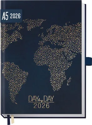 Produktbild von Organizer Day by Day 2026 - 1 Tag/Seite / A5 / World Wide / Häfft-Verlag