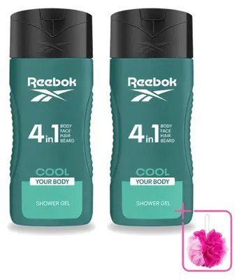 Productafbeelding van 2 x Reebok Cool Your Body douchegel, 4-in-1 - 400 ml - Voordeelverpakking - 2 stuks